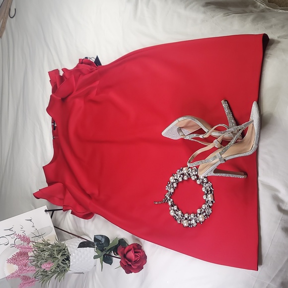 Plus Size Luxury Tommy Hilfiger Career Cocktail Party Red Dress Size 18 W - Picture 1 of 15